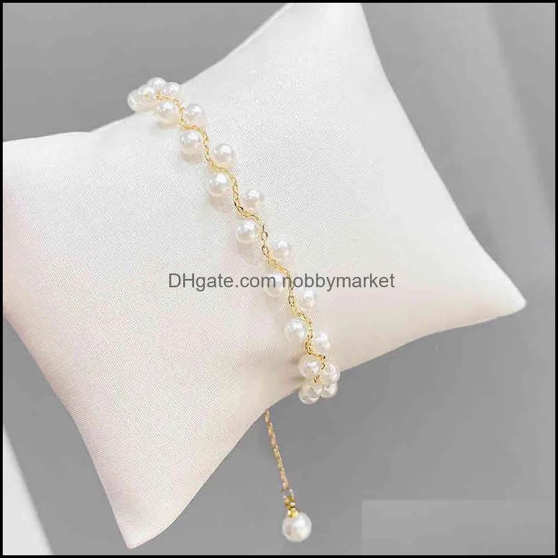 Irregular natural pearl pull Bracelet female Baroque student temperament net red French high sense hand jewelry