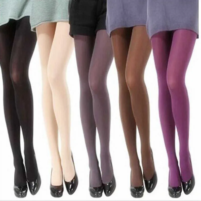 Women 80D Velvet Multi Colored Girls Stockings anti-hook Footless Tights Stocking Dance Pantyhose Female Winter X0521