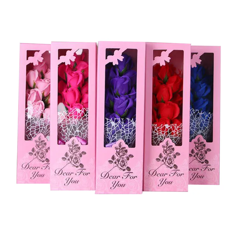 Fournitures de fête créatives 10 pièces Roses savon fleur coffret cadeau saint valentin décoration de mariage papillon noeud décor profiter de l'atmosphère