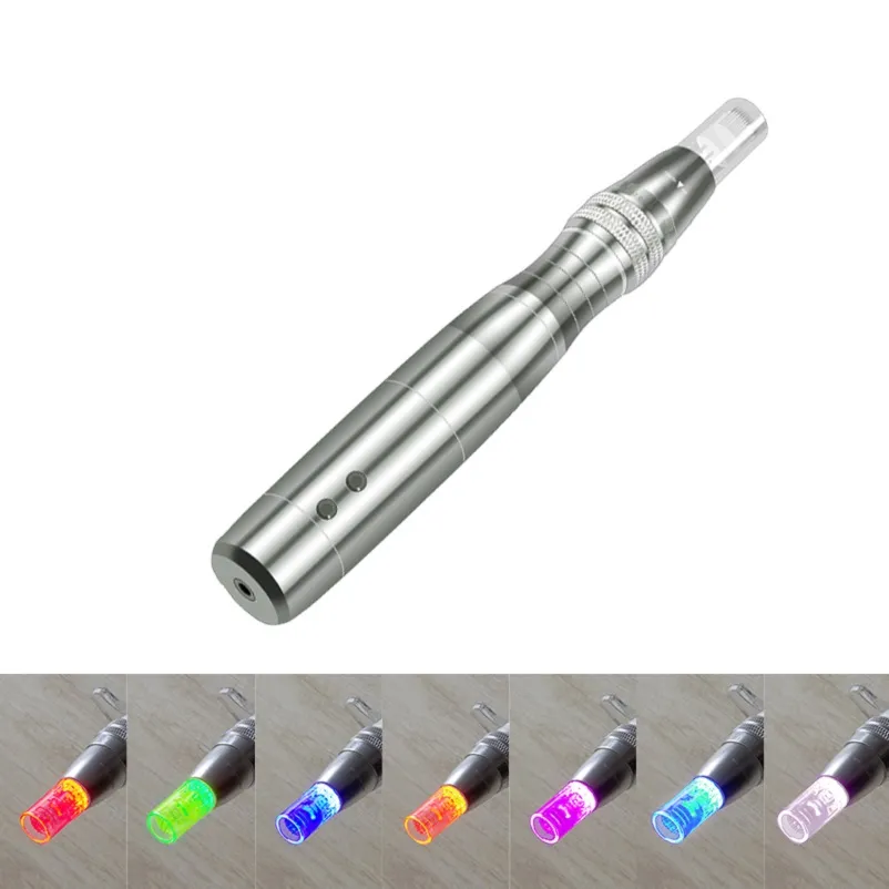 7 Färg LED Photon Electric Derma Pen Micro Needle Skin Care Beauty Device Anti Aging Acne Wrinkle Avlägsnande