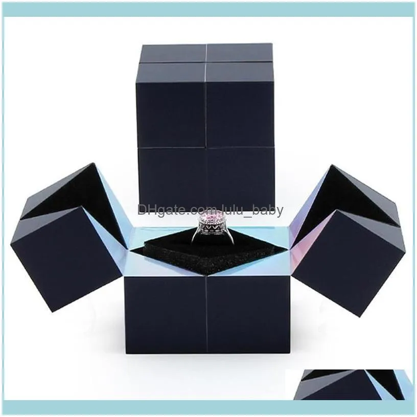 Jewelry Pouches, Bags Creative Cube Ring Box For Propose Marriage Wedding Girl Ceremony Storage Gift Day Valentine`s Romantic J6X8