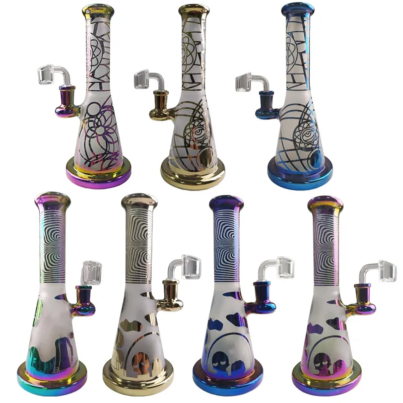 Yüksek Kalite 9 Inç Nargile Showerhead Perc Cam Bongs Gökkuşağı Renkli Yağ Dab Rigs 14mm Kadın Ortak Su Pipers ZDWS2005