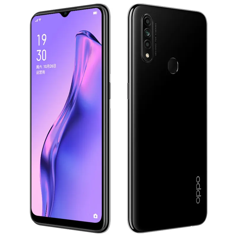 Original Oppo A8 4G LTE Cell Phone 6GB RAM 128GB ROM HELIO P35 OCTA Core Android 6.5 "Fullskärm 12mp ai Ota 4230mAh fingeravtryck ID Smart mobiltelefon