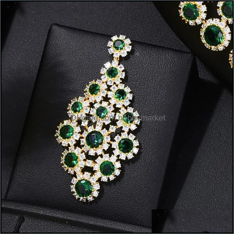 Earrings & Necklace KellyBola Fashion Gorgeous Custom Cubic Zirconia Earring 2PCS For Women Bridal Wedding Banquet Boutique Jewelry