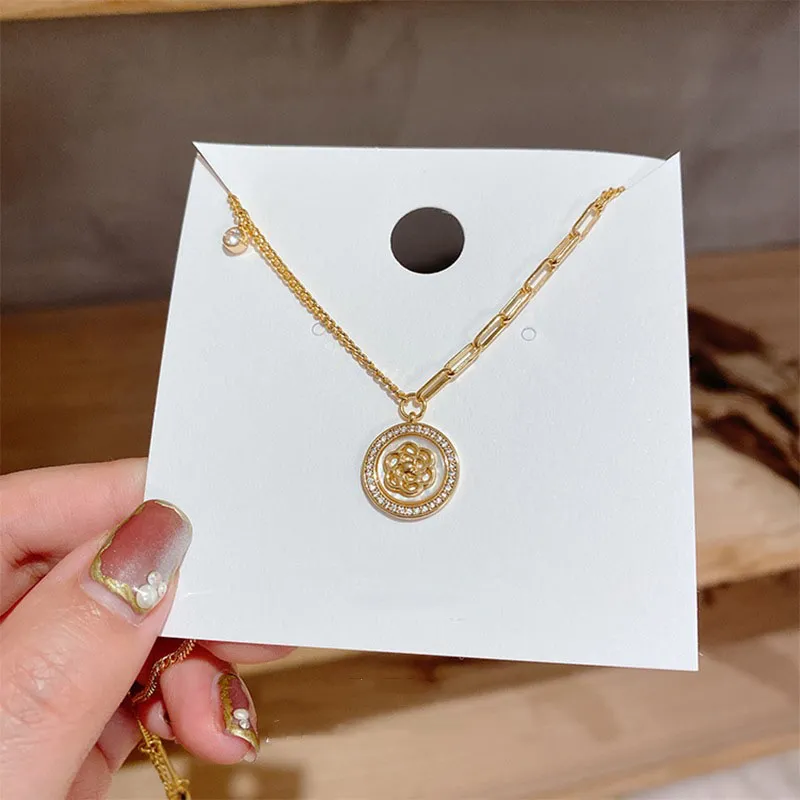 Camellia Pendant Clavicle Necklace Fashion Hip Hop Jewelry Link Chain Designer Necklaces For Men Women Gift