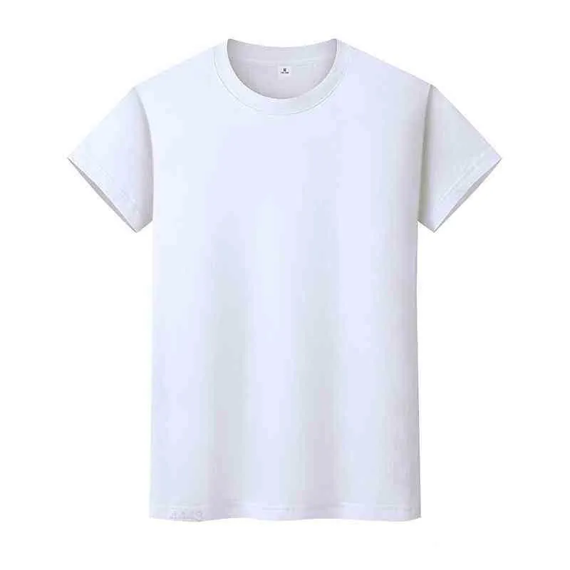 男性と女性のラウンドネックソリッドカラーTシャツ夏の綿の底部の半袖半袖E5R1i