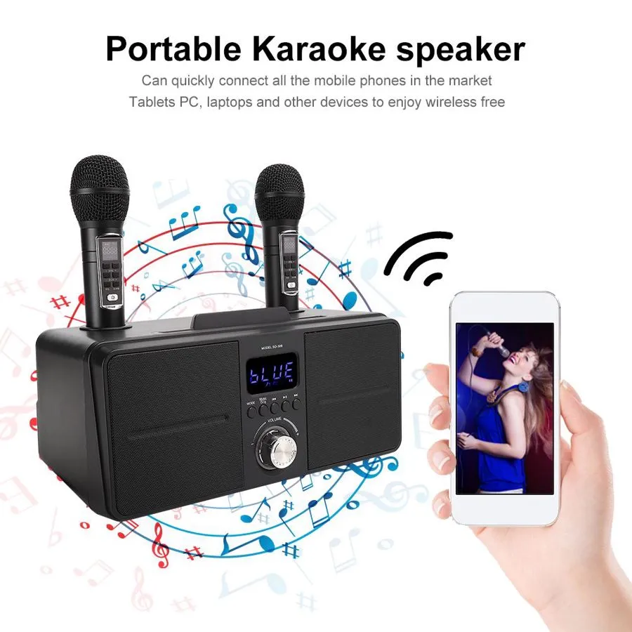 2024 デュアルワイヤレスマイクBluetoothスピーカーカラオケシステム