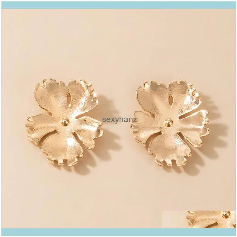 Bohemian Gold Color Big Flowers Stud Earring for Women Pretty Alloy Metal Fashion Jewelry Accessories pendient