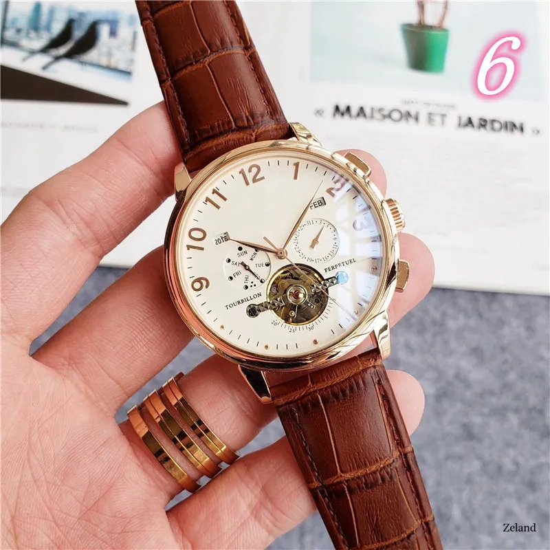 2021 nuovi orologi da uomo di lusso di alta qualità Grande volano Cinque punti Orologio meccanico automatico da 45 mm Top brand Business Casual Fashion series