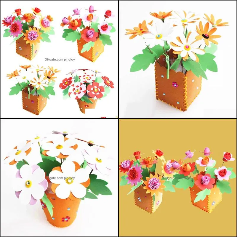 Educational Children DIY 3D EVA Foam Flowerpot Home Decoration Personalized Jigsaw Toy Gift Kids Child Craft Puzzle Toy Kits