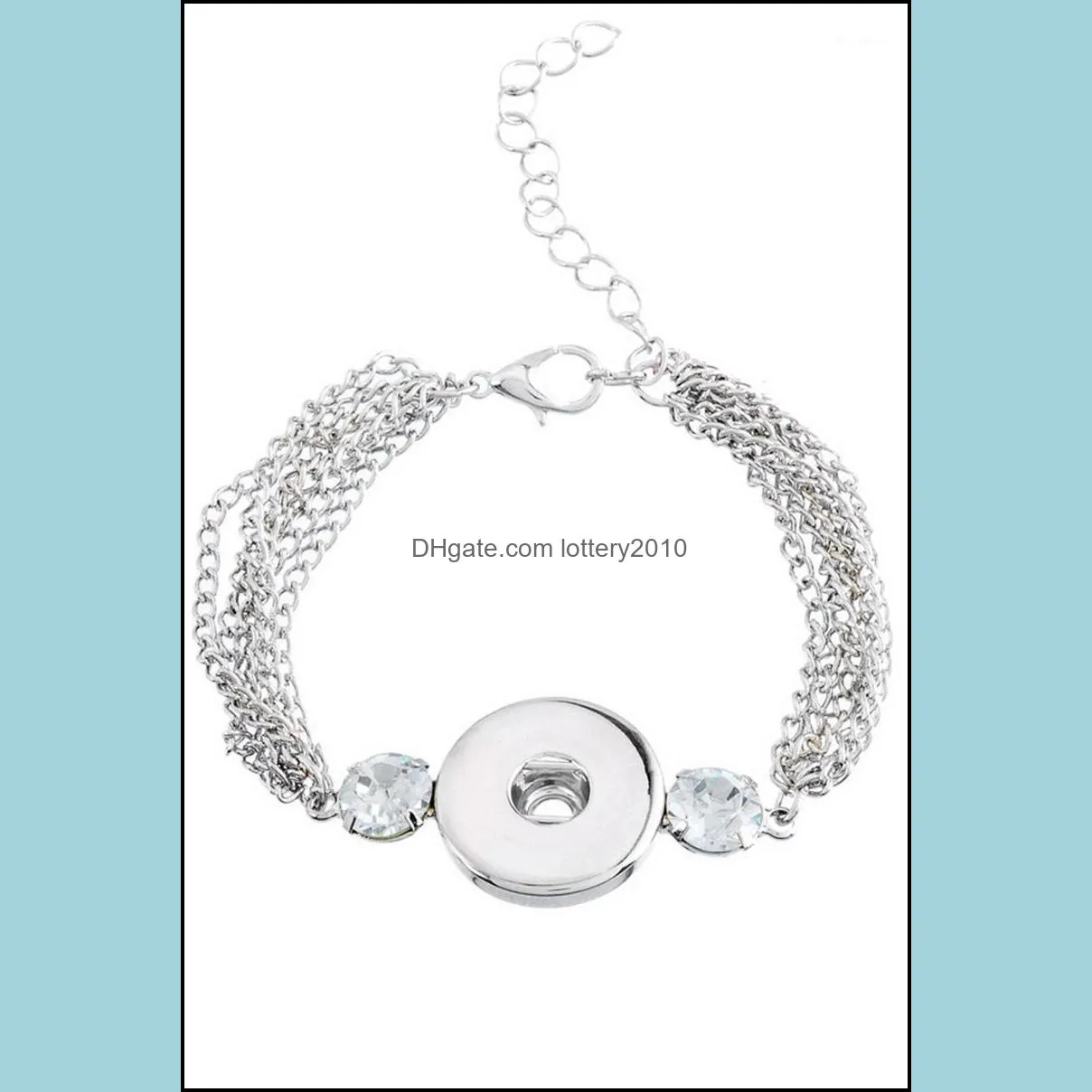 Charm-Armbänder SchmuckMode Charmante Kristallketten Metallarmband 15 cm verstellbare Passform 18 mm Druckknöpfe Schmuck Großhandel SG00951 Drop D