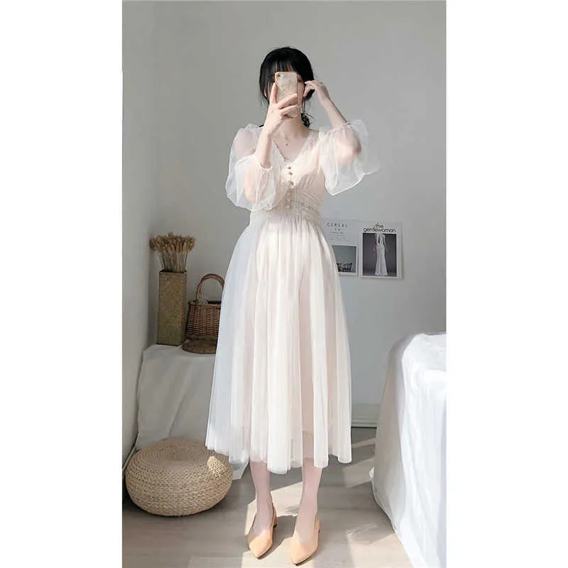 Korean Summer Chic Net Yarn Pleated Midi Dress For... From Luo04, $63.07 In  Bulk | DHgate.Com