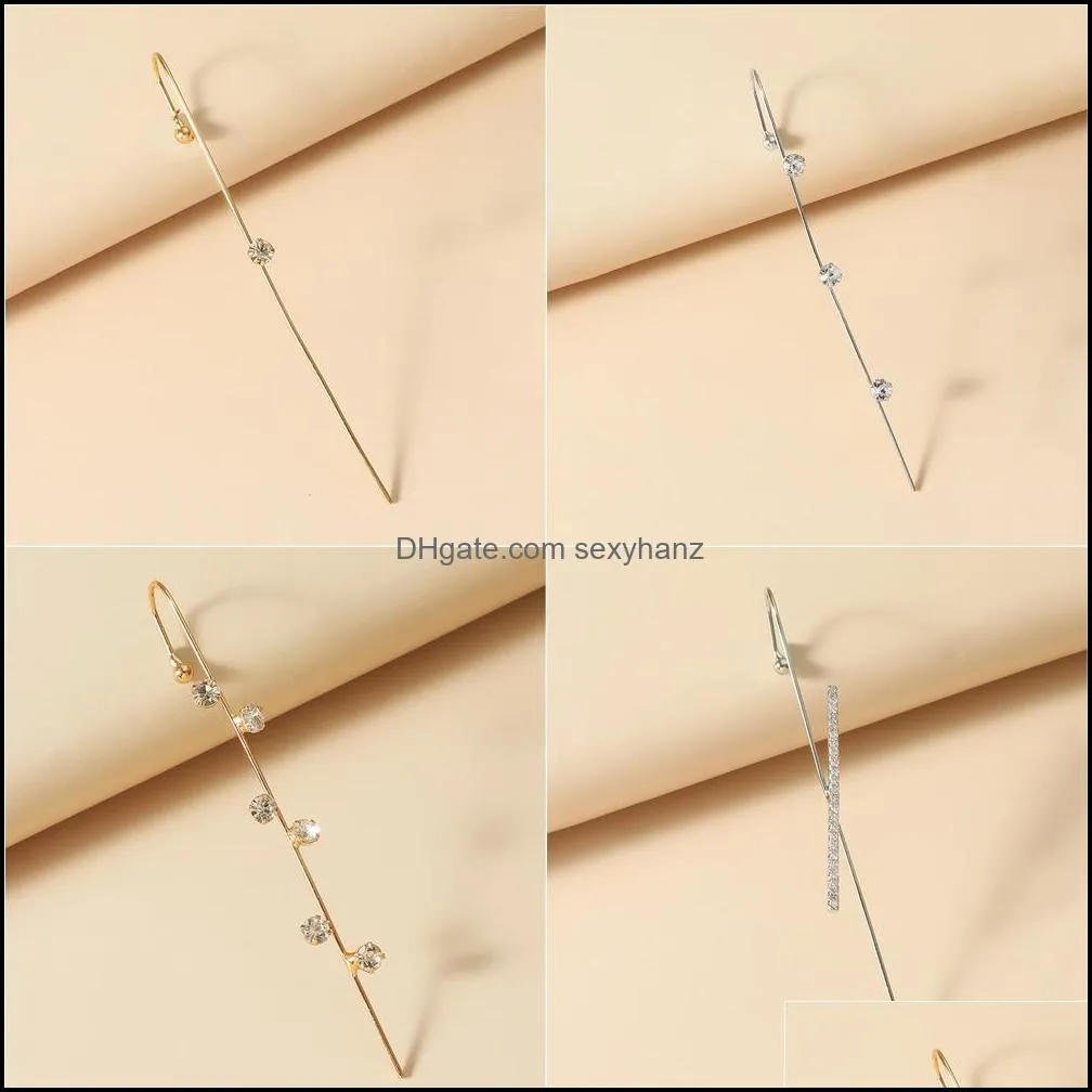 Hip  Embedded Eearings Drill Personality Contracted Stick Earring Piercing earpins Women lightning leaves auricle slash stud