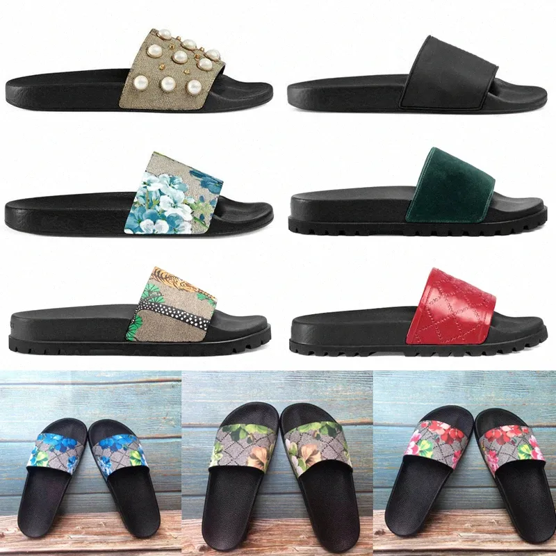 Moda Hombres Mujeres Sandalias flor animales Sandalias de verano Tobogán Moda de verano Sandalias resbaladizas planas anchas Zapatilla 36-45 C0IO #