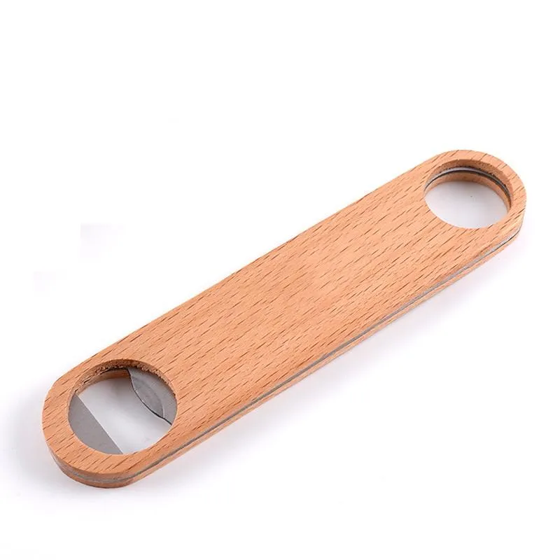 Wooden Stainless steel Opener Hotel Flat Board Speed Bottle Opener Home Beer Cap Wooden Cover Wood Bottle Opener LX1538