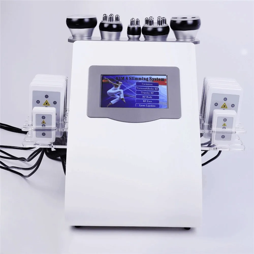 Máquina de ultrassom de fábrica 6 em 1 para atingir a pele de cenas de cavitação ultrassônica Vacuum Radiofrequência Slim Machine para massageador de face