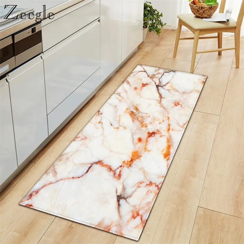 Zeegle Длинный коврик коврик для гостиной Мраморная напечатанная входная дверь кухонная ванная комната противоскользящая ковер полиэстер Carpet 210317