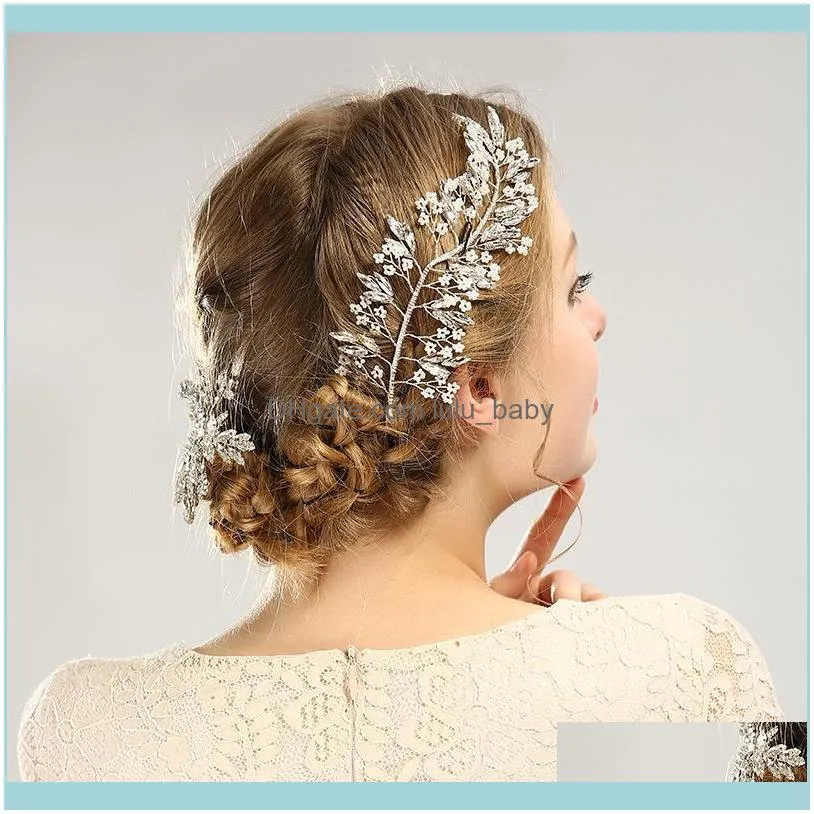 Hair Clips & Barrettes Est Fashion Silver Color Headband Wedding Crystal Vine Bridal Accessories Handmade Beading Headpiece Beautiful Nice