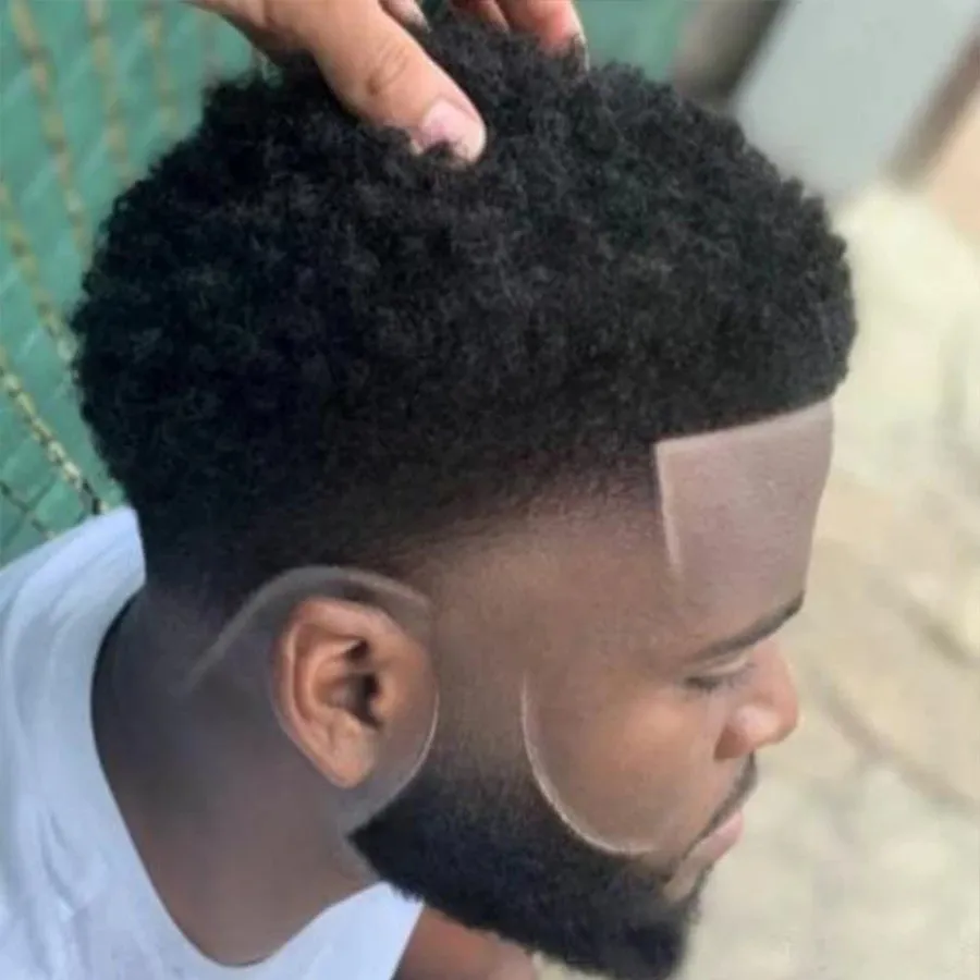 Afro Kinky Human Hair Bundles: Men Toupee Black Male Toupee, 6mm Thin Skin,  Curly Hair Wig Male - Full Machine Made Weave