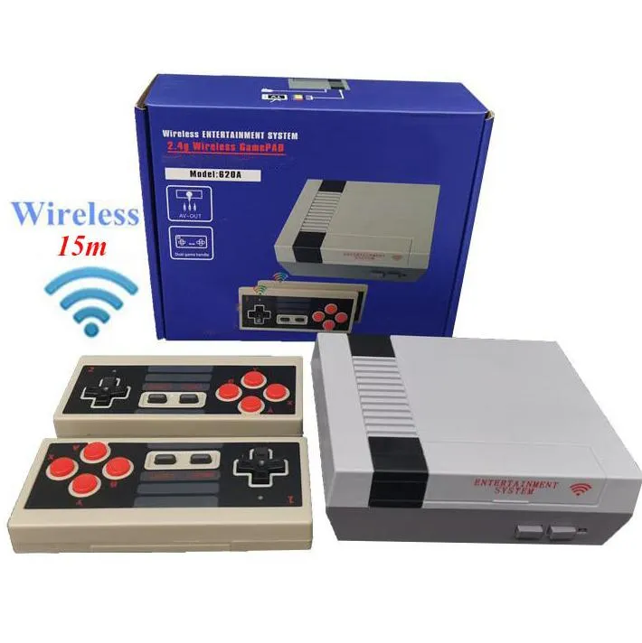 620 في 1 جديد 8 بت 2.4G اللاسلكي ألعاب وحدة التحكم 620 Retro TV Console Box AV Output Dual Player Controller