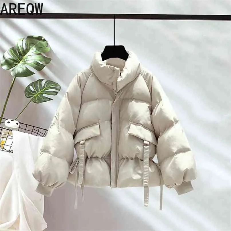 8 Твердые цвета хлопчатобумажные Parkas женские варианты корейский стиль осень зима негабаритные пальто куртки одежда 210923