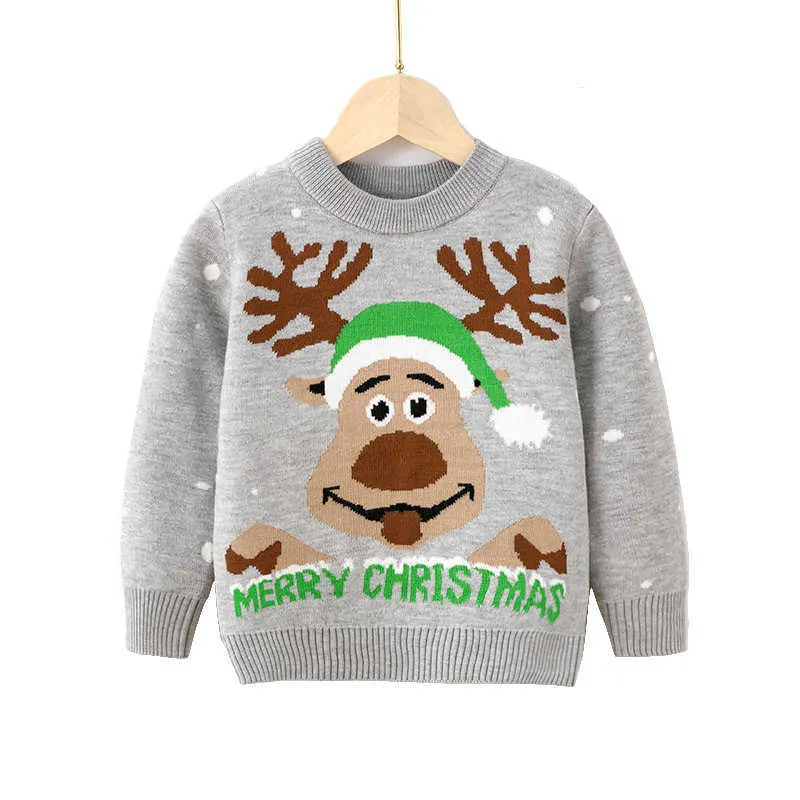 Herbst Winter Baby Pullover Jungen Mädchen Pullover Deer Muster Jungen Kleidung Strickwaren Warme Mädchen Tops Weihnachten Party Kind Pullover Y1024