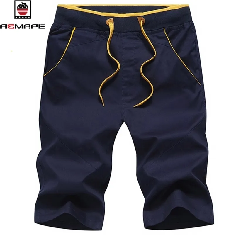 Marca AEMAPE, pantalones cortos informales de verano para hombre, pantalones de chándal relajados, pantalones cortos de entrenamiento de algodón para Fitness, pantalones cortos de moda para correr, pantalones cortos sólidos 210716