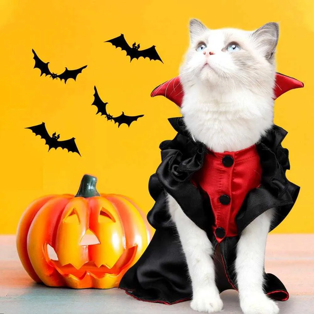 Costume da gatto nero di Halloween Costume da vampiro per animali domestici Divertente vestito di Natale per gatti Nuovo costume da chat di Para Gato Cosplay Anno Ropa