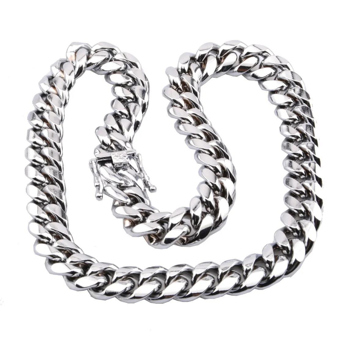 High Quality Miami Cuban Link Chain Necklace Men Hip Hop Gold Silver Necklaces Stainless Steel Jewelry