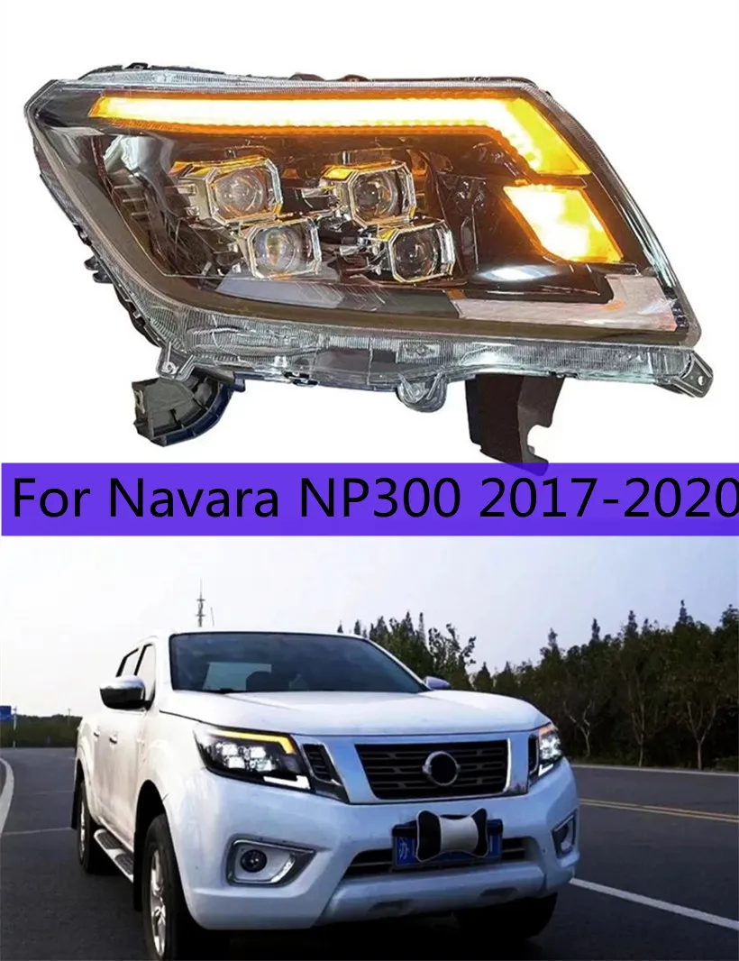 NAVARAの2PCSフルLEDライトNP300 17-20 DRLダイナミックターンシグナルライトNP300ハイビームレンズヘッドライト