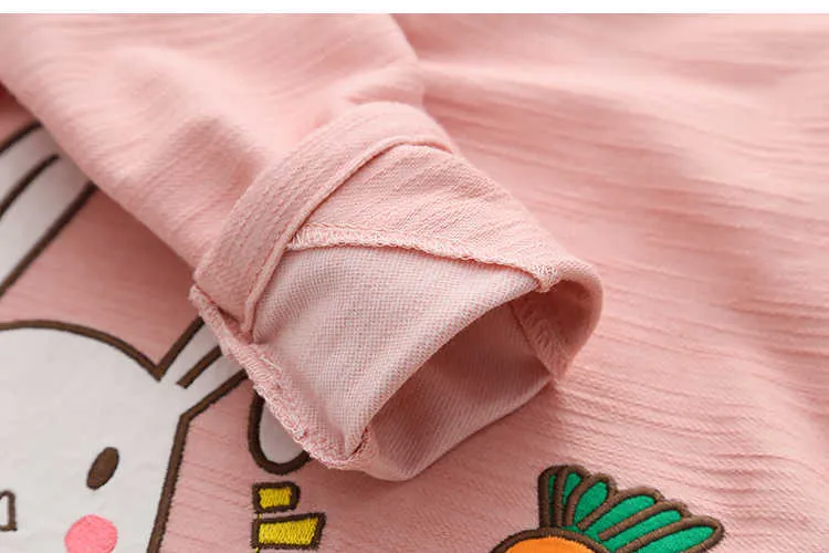  Spring Autumn 2-10 Years Old Children Long Sleeve Cute Patchwork Cartoon Embroidery Baby Kids School Sweatshirts For Girls (18)