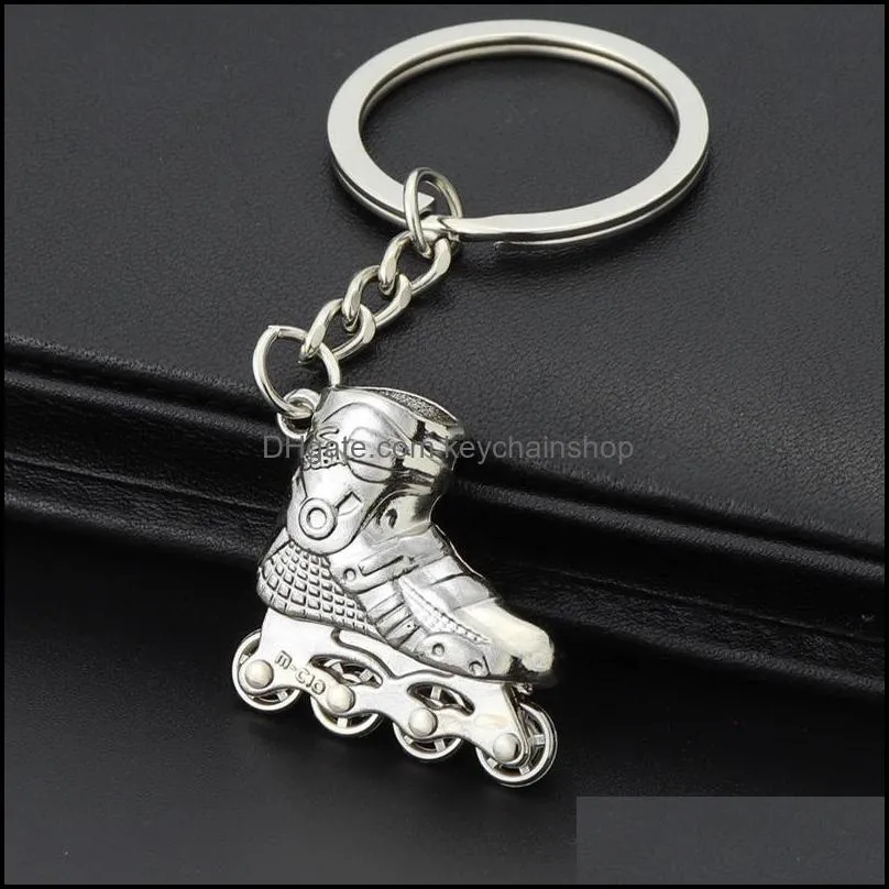 Keychains Creative gift cartoon ice skate roller skates metal keychain pendant rink promotional gifts multicolor