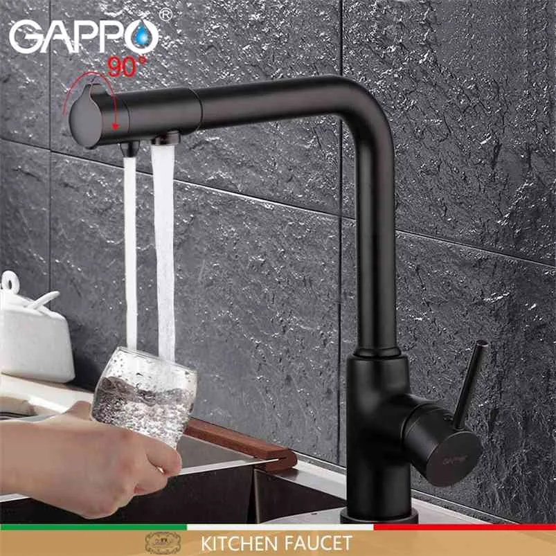 PO robinet de cuisine avec eau filtrée, robinet d'évier, robinets mélangeurs à grue noire torneira 210719