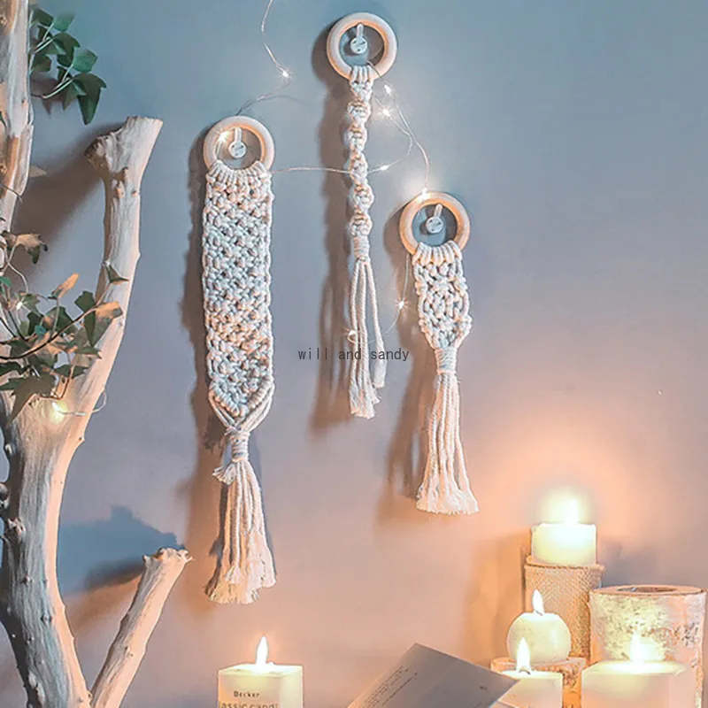 Dekoration Makramee Hand gestrickt Nachttisch Wandteppich Anhänger Wandbehang Quaste Anhänger hängen gewebt Wandaufhänger Home Decor