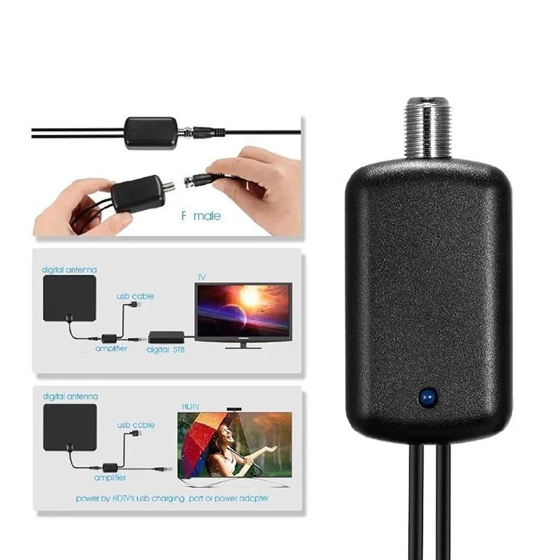 tv antenna digital signal booster box 4K HDTV Indoor HD Amplifier or more of coaxial cable can result in some signal loss Digital HDTV Antenna Signal Booster