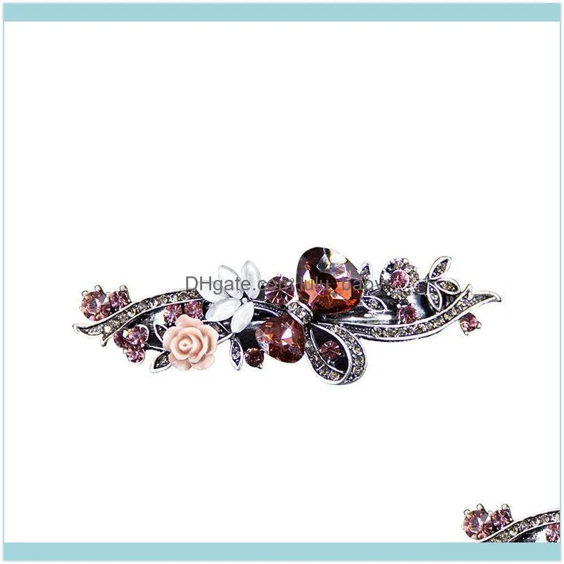 Clips Retro Crystal Flower pin Light Luxury Fashionable Elegant Hair Accessories for Women Jewelry Whole