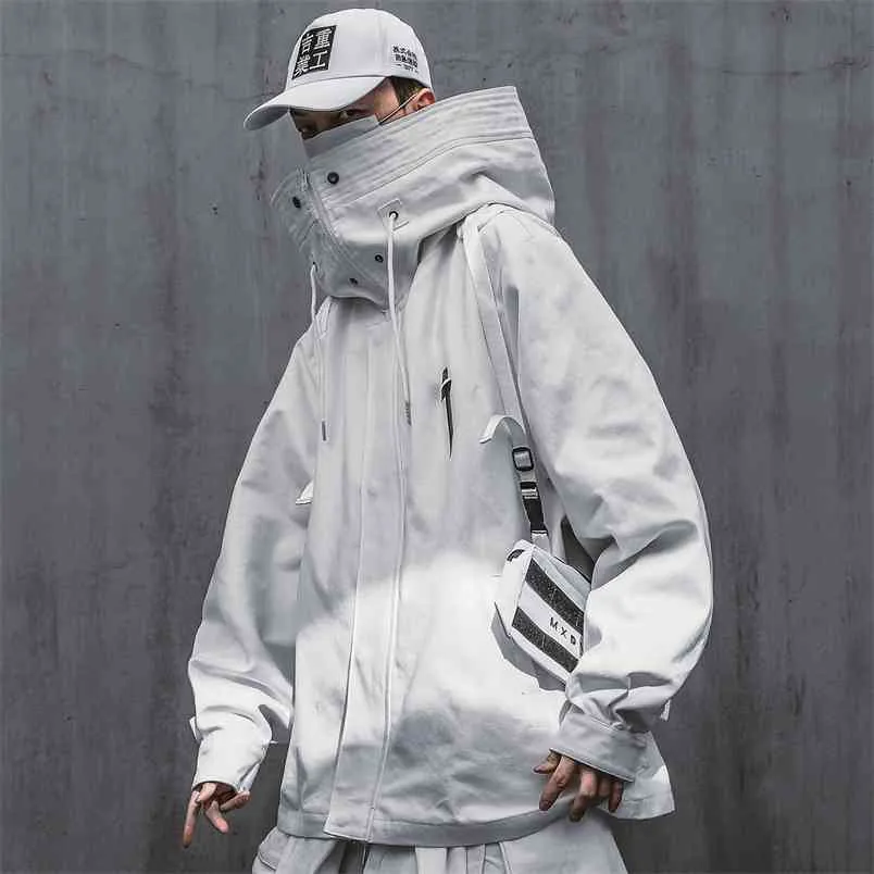 Men's Spring Japanese Streetwear Turtleneck Hooded Zip