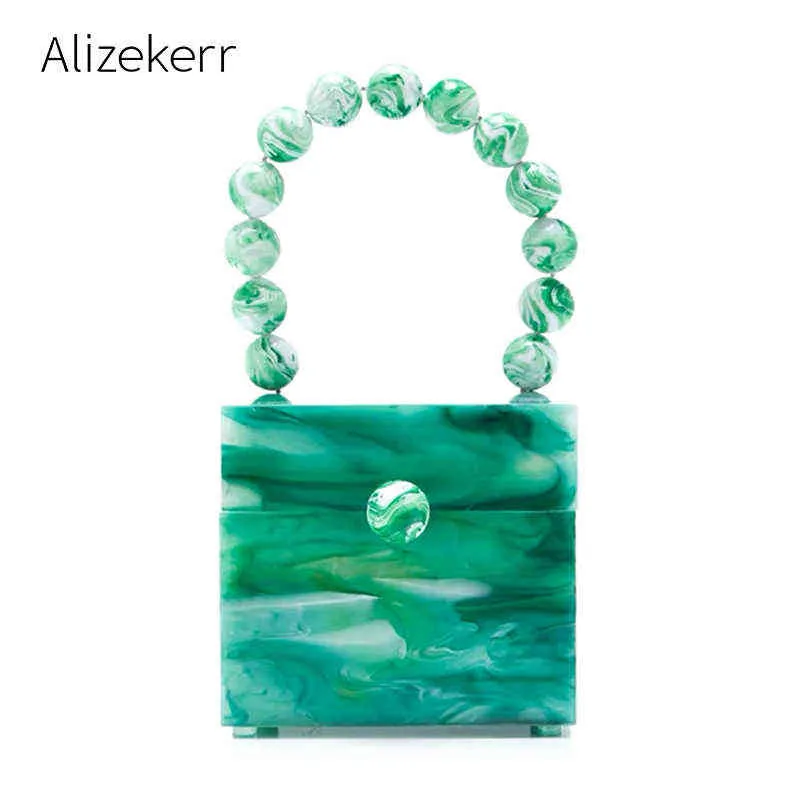 Avondtassen acryl doos avond clutch tas vrouwen luxe steen patroon kralen harde handtas dames ontwerper groen party portemonnee diner 220315