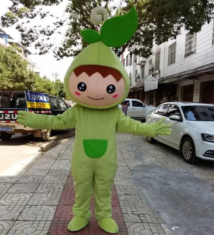 Masquerade Professional Green Leaf Mascot Costume Halloween Xmas Fancy Party Dress Carnival Unisex Adults Cartoon Character Outfits Suit