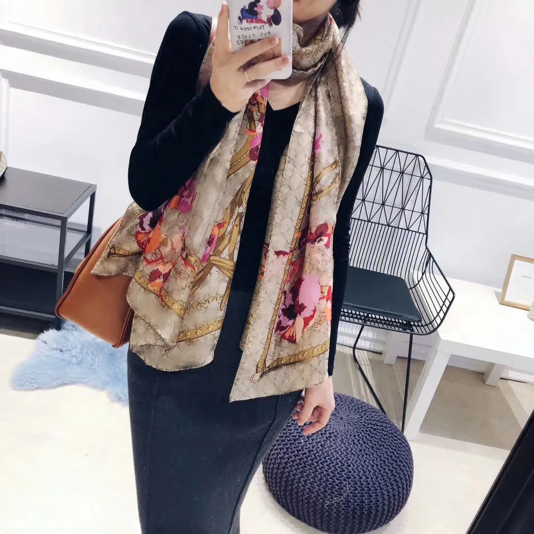 high quality 100% Silk Scarf Women 2020 Natural Silk Shawls and Wrap for Ladies Bandana Scarf Hijabs Real Scarves no box ad12