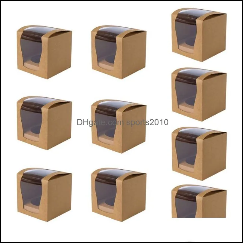 10PCS Kraft Paper Cake Box Desserts Pastries  Cakes Pies Storage Box