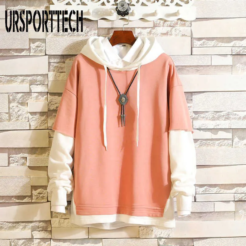 Casual Pink Hoodies Men Hip Hop Street Wear Solid Color Sweatshirts Skateboard Men/Woman Pullover Hoodies Male Hoodie 4XL5XL 210528