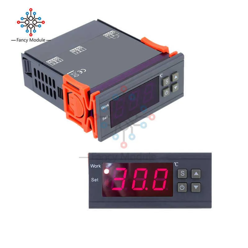 O controlador de temperatura digital MH1210W 90-250V 10A regulador de termostato 220V com sensor -50 ~ 110C Controle de refrigeração de aquecimento 210719