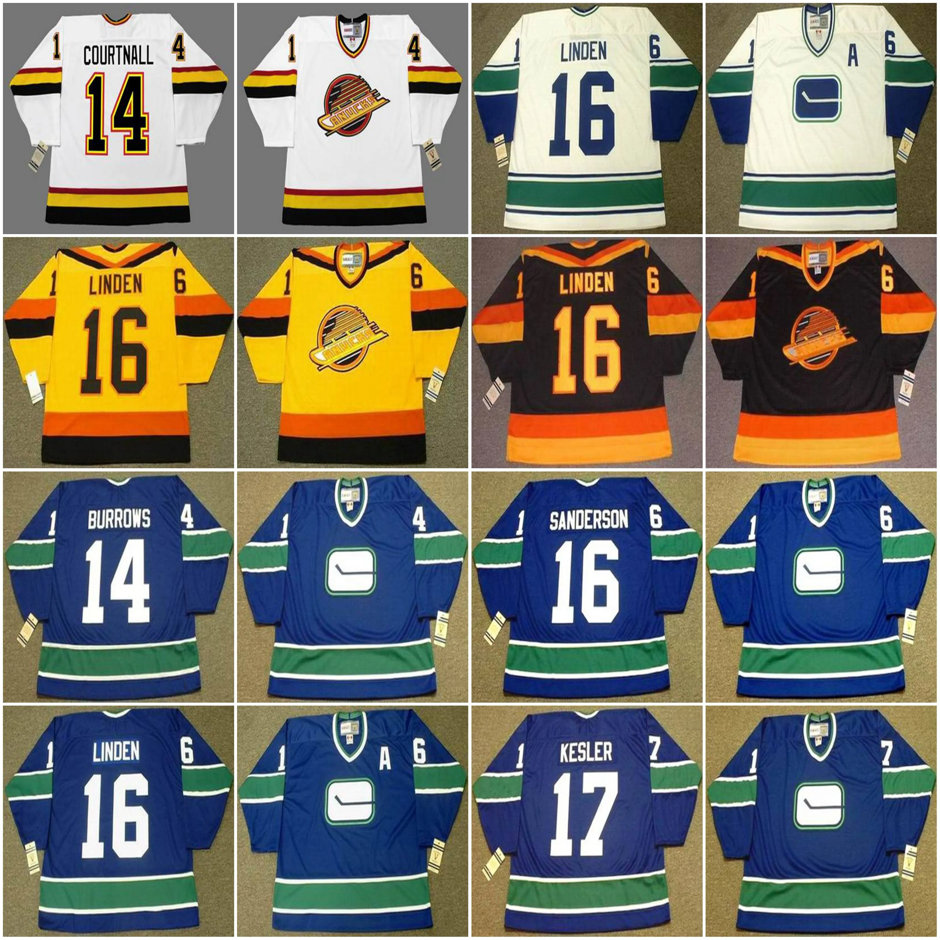 Vancouver Canucks Vintage Hockey Jersey 14 Alexandre Burrows 1970's Courtnall Rypien Sanderson 16 Trevor Linden 17 Ryan Kesener 18 Darcy Rota 1984