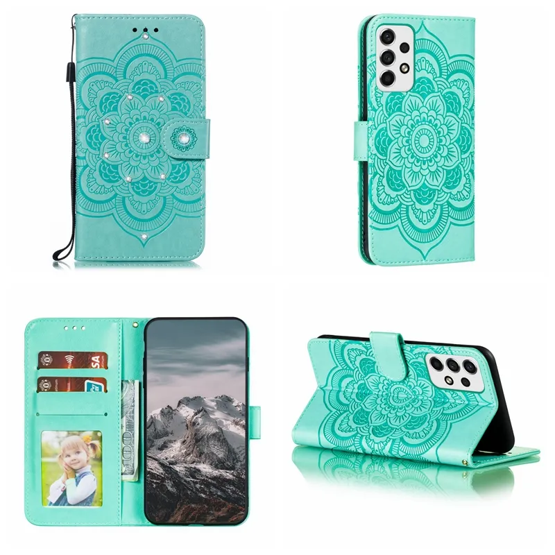 Bling Rhinestone Wallet Cases For Galaxy A53 A03 Core A33 5G Iphone 12 11 Pro Max XR XS MAX 8 7