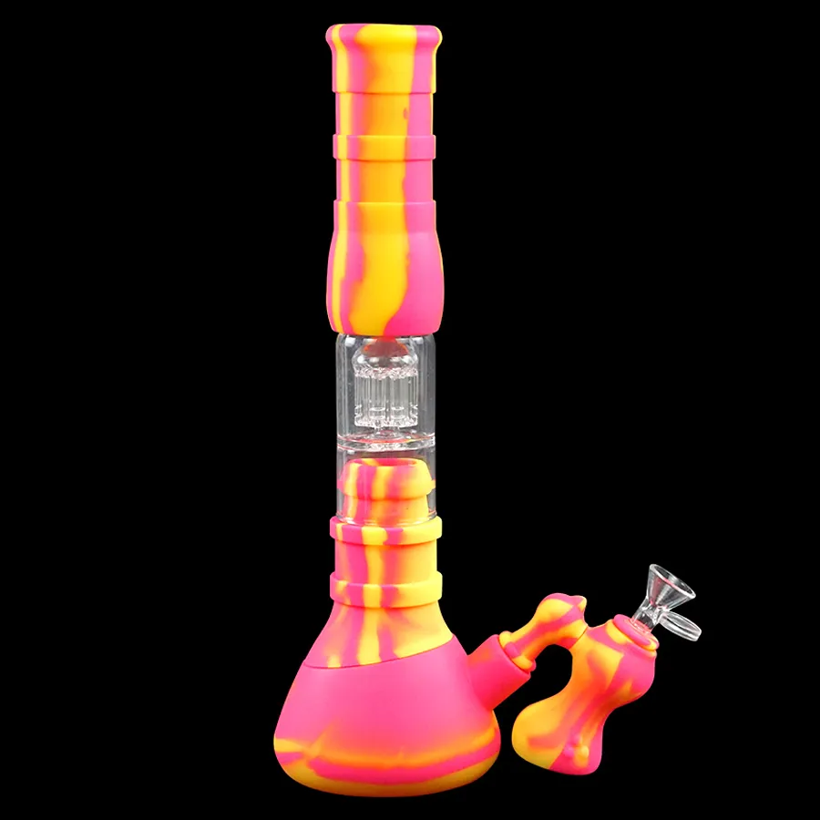 Hookahs Smoking Pipe Three Layer fiftration Silicone Hookah Glass Beaker Water Bong Dab Rig Tobacco