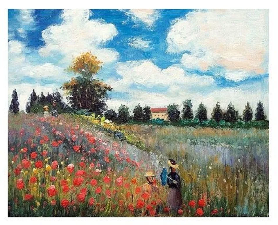 Famoso campo de amapolas en Argenteuil, pintura al óleo de arte abstracto pintada a mano de alta calidad sobre lienzo, arte de pared, oficina en casa, Dec vA 13