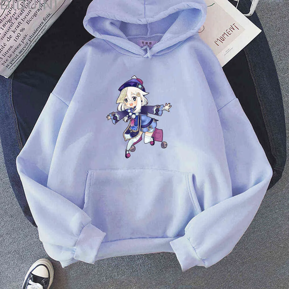 Genshin Impact Kawaii Hoodies Femmes Vêtements Adolescents Qi Mignon Impression 2021 Lâche Esthétique Casual Streetwears Sweats Carton Y0820