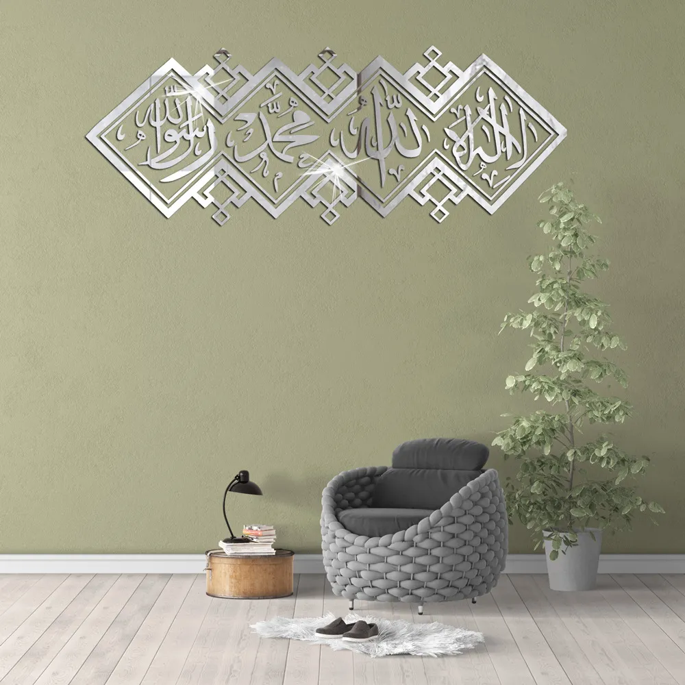 Islamische Wand Aufkleber Dekoration 3D Acryl Spiegel Aufkleber