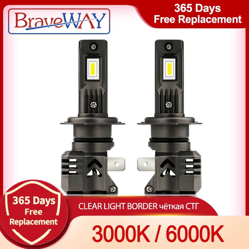 Braveway- جديد! H4 المصباح H7 H1 HB3 HB4 9005 9006 H11 ضباب ضوء 12 فولت 50 واط 3000 كيلو 6000 كيلو 16000lm الصمام لمبة سيارة canbus رقاقة